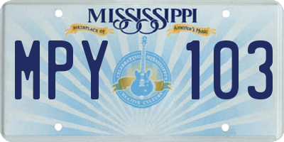 MS license plate MPY103
