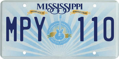 MS license plate MPY110
