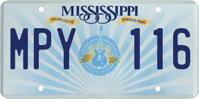 MS license plate MPY116