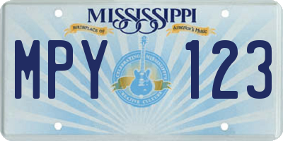 MS license plate MPY123