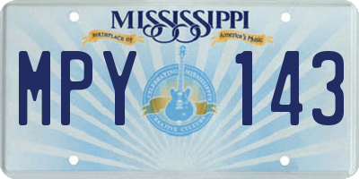 MS license plate MPY143
