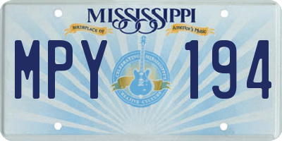 MS license plate MPY194