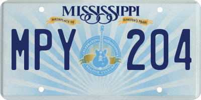 MS license plate MPY204