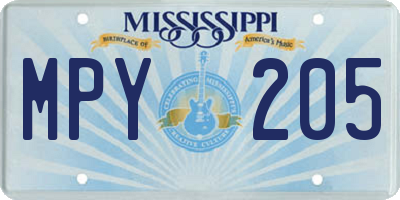 MS license plate MPY205
