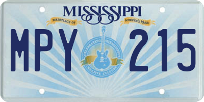MS license plate MPY215