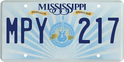 MS license plate MPY217