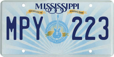 MS license plate MPY223
