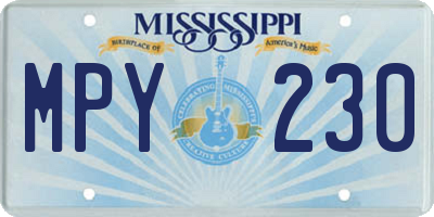 MS license plate MPY230