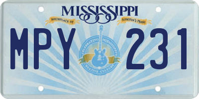 MS license plate MPY231