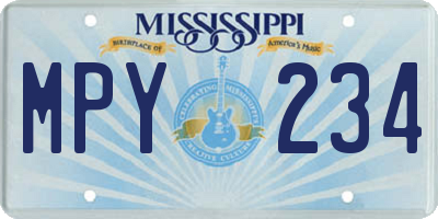 MS license plate MPY234