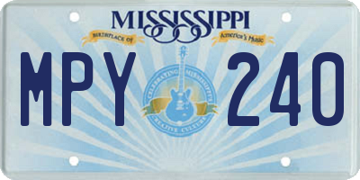 MS license plate MPY240