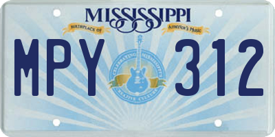 MS license plate MPY312