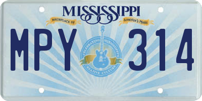 MS license plate MPY314