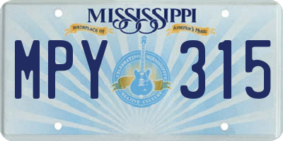 MS license plate MPY315