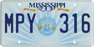 MS license plate MPY316