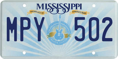 MS license plate MPY502