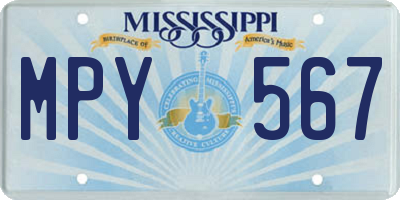 MS license plate MPY567
