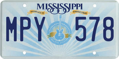 MS license plate MPY578