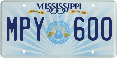 MS license plate MPY600