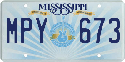 MS license plate MPY673