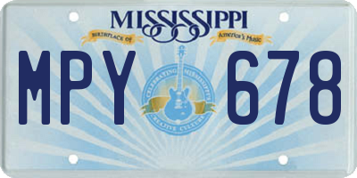MS license plate MPY678