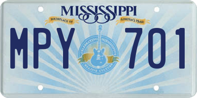 MS license plate MPY701