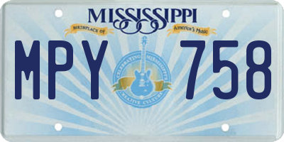MS license plate MPY758
