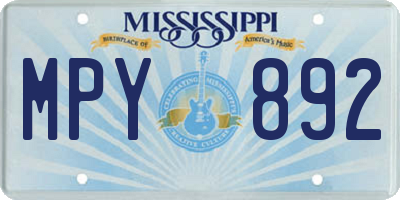 MS license plate MPY892