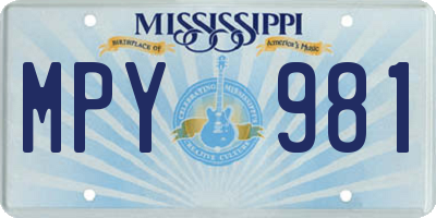 MS license plate MPY981