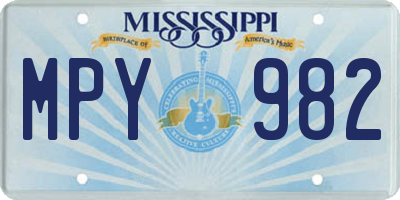 MS license plate MPY982