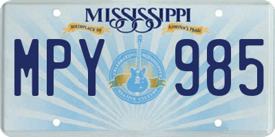 MS license plate MPY985
