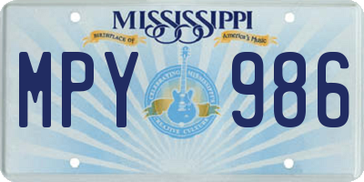 MS license plate MPY986