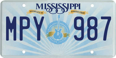 MS license plate MPY987