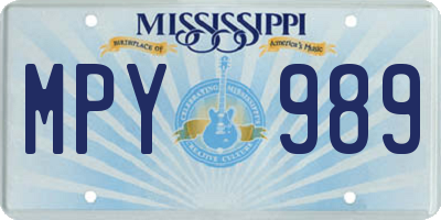 MS license plate MPY989