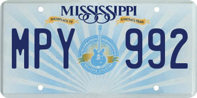 MS license plate MPY992
