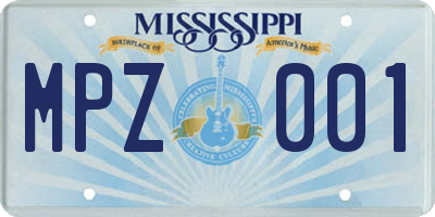MS license plate MPZ001
