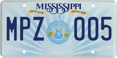 MS license plate MPZ005