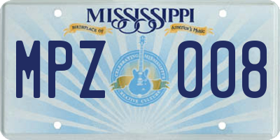 MS license plate MPZ008