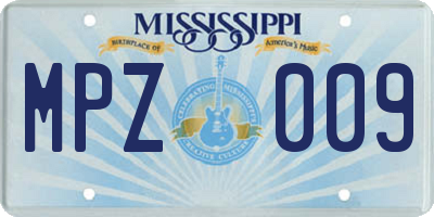 MS license plate MPZ009
