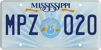 MS license plate MPZ020