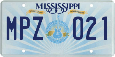 MS license plate MPZ021