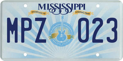 MS license plate MPZ023