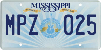 MS license plate MPZ025