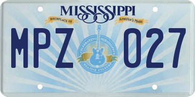 MS license plate MPZ027
