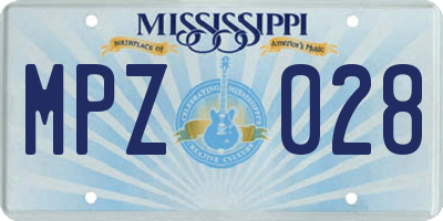 MS license plate MPZ028