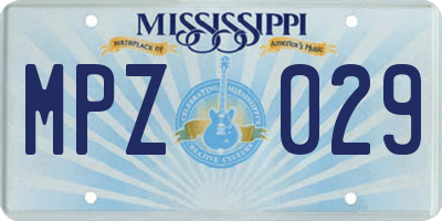 MS license plate MPZ029