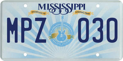 MS license plate MPZ030