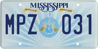 MS license plate MPZ031