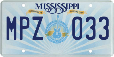 MS license plate MPZ033