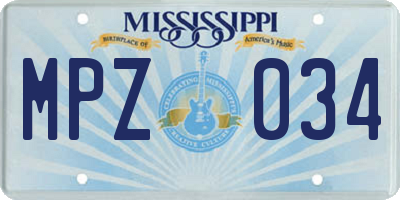MS license plate MPZ034